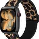 Leopard Stretchy Band for Apple Watch 40mm 38mm 41mm 42mm, Sport Nylon Ankle/Arm/Wrist Strap for iWatch Series 11-1, SE/Ultra 3 2 1, Adjustable Replacement Bands for Women Men, Leopard