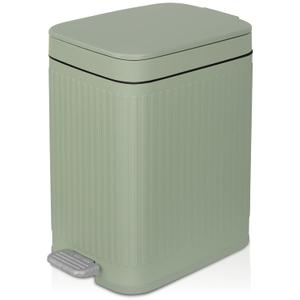 Small Bathroom Trash Can with Lid Slim Soft Close Garbage Can Step Wastebasket Container Trash Bin for Office Bedroom Kitchen Living Room (1.9 Gallon Light Green)
