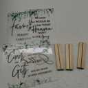 Roowest 4 Pcs Acrylic Wedding Signs 8 x 6 Inch Guest Book Sign, Ceremony Reception Clear Cards, Rustic Wooden Stand, Memorial Table Signs for Wedding, Cabin and Beach Party