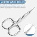 2 x Professional Manicure Scissors for Cuticles, Eyebrow, Eyelash, and Dry Skin - Extra Fine Cuticle Scissors with Super Slim Curved Blade and Precise Pointed Grooming Blades