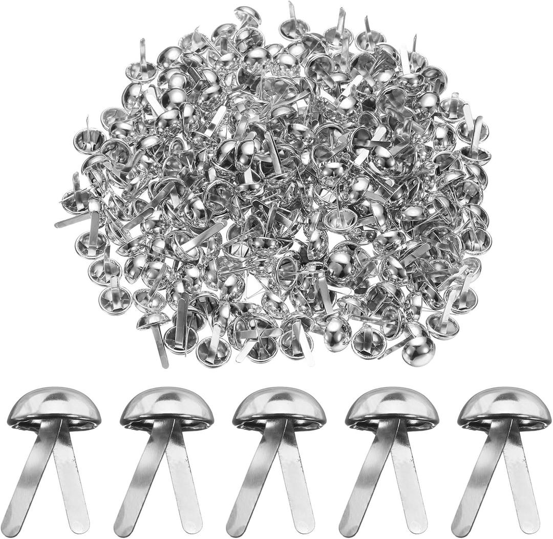 HARFINGTON 500pcs Brads Paper Fasteners, 10mm x 17mm Metal Paper Crafts Brads, Small Round Brass Split Pins for Children Crafting Decorative Scrapbooking DIY, Silver