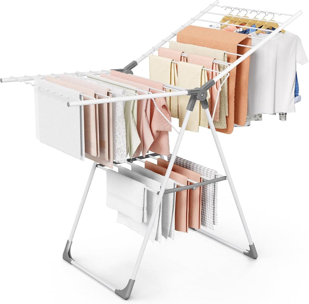 Sakugi Clothes Drying Rack, 55.5" Adjustable Wings, Foldable Design, Large
