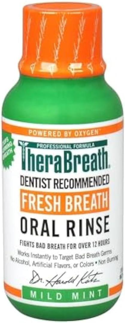 TheraBreath, Fresh Breath Oral Rinse, Mild Mint Flavor, 3 fl oz (88.7 ml), 6 Pack