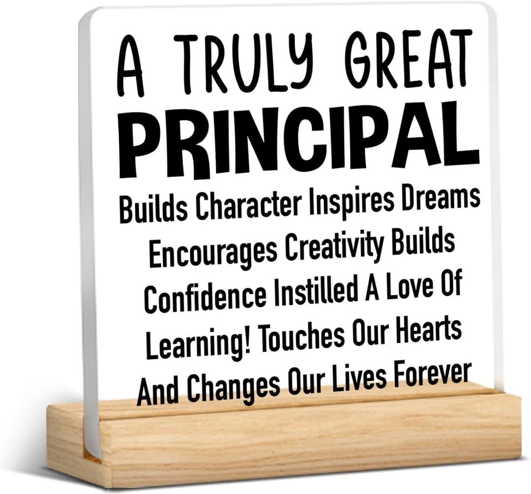 Thank You Gifts for Principal - Principal Appreciation Gifts Acrylic Sign Desk Plaque Home School Office Cubicle Desk Shelf Table Decor
