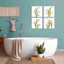 HJY Art Calla Lily Wall Art Flower Pictures Canvas Flowers Wall Decor Floral Plants Poster for Living Room Bedroom Bathroom Home Decorations Framed Artwork Ready to Hang (12''W x 12''H x 4) (Green and pink)