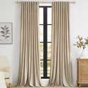 PRIMROSE Champagne Polyester Velvet Curtains 90 inch Long for Living Room,Set of 2 Panels Blackout Rod Pocket Back Tab Window Treatment Room Darkening Heavy Decorative Curtains Drapes for Bedroom, 52"W x 90"L