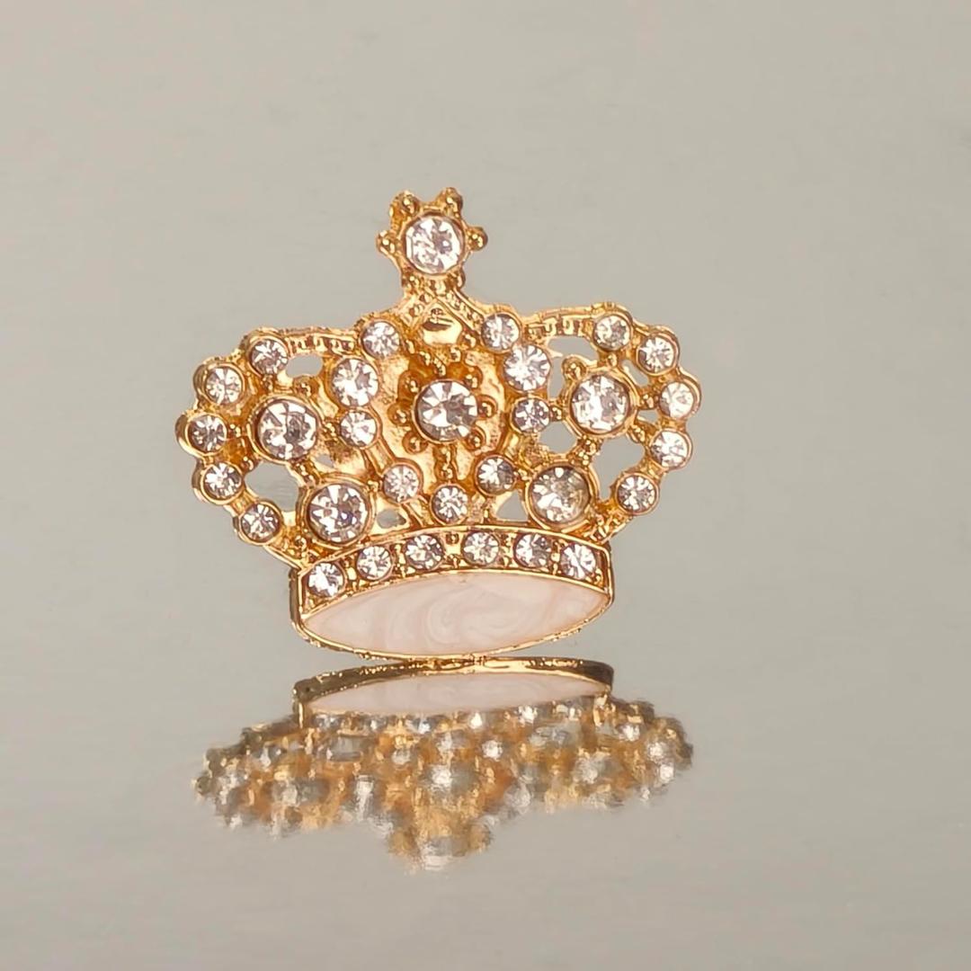Pack of 5 Rhinestones Crown Cabinet Knobs-Princess Rose Gold Drawer Pulls with Crystal Look - Single Hole Handles for Girls Room & Nursery Cabinet Drawer Cupboard Dresser(46x42mm)