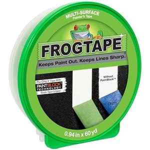 FrogTape Multi-Surface Painters Tape with PAINTBLOCK, 1 Inch Wide (0.94 In. x 60 Yds), Medium Adhesion, Green, 1 Roll (1358463)