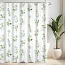 Green Floral Shower Curtain for Bathroom, Waterproof Fabric Flower Print Shower Curtains Modern Washable Botanical Shower Curtain Sets with 12 Pcs Hooks, 72x72 Inch