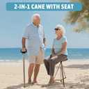 ALEVMOOM Walking Cane with Seat Folding Lightweight, 2-in-1 Cane Stool for Adults, Aluminum Walking Stick with Seat, Stick Chair Portable Stool for Senior, 35-39 IN/2 LBS