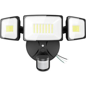 Onforu 75W LED Flood Light Motion Sensor Outdoor, 7000lm Dusk to Dawn Flood Light, Security Light with Three Head, IP65 Waterproof Exterior Floodlight, 6500k Wall Light for Entryway Stairs Yard Garage.4 Packs