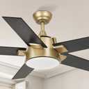 YITAHOME Black Gold 52 Inch Ceiling Fan with Light
Wall Switch Remote, Modern, Quiet Reversible Motor, Dimmable