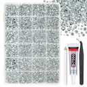 Metallic Silver Resin Rhinestones w B7000 Jewelry Glue for Bedazzling Crafting 2mm 3mm 4mm 5mm 6mm Flatback Stones Diamonds Gems for Nails Face Eye Makeup Tumblers Bottles Crafts Clothes Shoes (Jelly Ab)