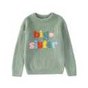 IZYJOY Big Sister Sweater Toddler Baby Girl Knit Embroidery Long Sleeve Pullover Sweatshirt Warm Fall Winter Top Clothes (1-2T (100), Brown)