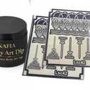 KAFIA Body Art Stencil Kit, Temporary Body Art, 50gm Brown Dip, 2 Stencil Kits, Includes Stick and Instruction Card (Feet Stencil 03)