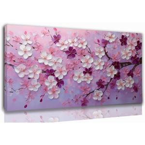 Tarfupth Pink Flower Wall Art for Living Room Large Tree White Botanical Canvas Prints for Bedroom Office Girls Room Office Home Decor 20x40 Inch, 20L" x 40W"