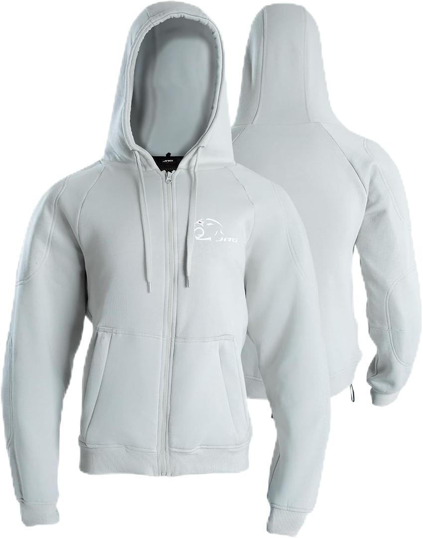J.A.G. Motorcycle Protective Hoodie for Men Armored Riding Jacket w/Aramid Lining for impact | All-Season Hoodie Sweater, Large
