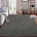 8x10 Area Rug Machine Washable Rug for Living Room Print Braided Accent Rug Stain Resistant Non-Slip Carpet Rug Farmhouse Solid Printed Textured Floor Cover for Home Decor, Grey/Brown