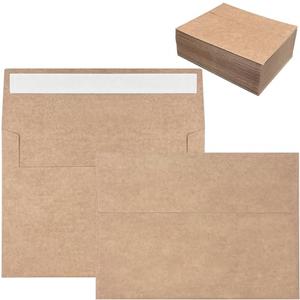 50 Pack 5x7 Envelopes for Invitations, Brown Kraft Envelope, Self Seal A7 Envelopes for 5x7 Cards and Photos, Card Envelope Invitation Envelopes for Wedding, Graduation, Baby Shower, Party