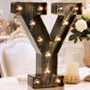 OYCBUZO Golden Black Led Marquee Letter - Industrial, Vintage Style Light Up Alphabet Letter Sign for Cafe Wedding Birthday Party Christmas Lamp Home Bar Initials Decor - Y