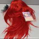 QD-Tizer Red Color Long Silky Straight Wigs with Bangs Synthetic No Lace Wig for Fashion Women Heat Resistant Natural Looking Hair Wig for Party Cosplay