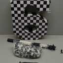 Lewtemi Race Car Number 6 Piñata Small Checkered Race Car Birthday Party Decoration Black and White Racing Piñata with Stick Confetti Eye Mask for Celebration 15.3 x 10.6 x 2.8 Inch