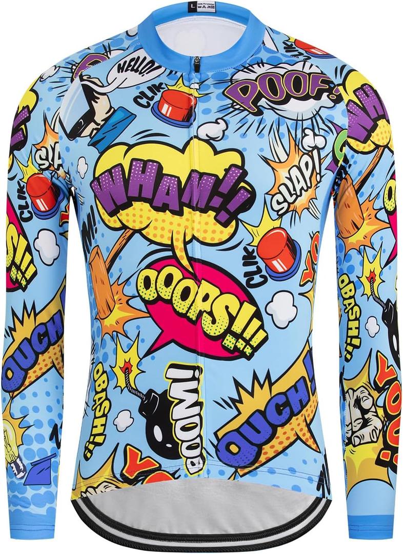 Cycling Jersey Men Winter Thermal Fleece Cold Weather Warm Long Sleeve Road Biking Cycling Jacket with 3 Rear Pockets (XXXL)