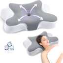 A-Pce Cervical Pillow for Neck and Shoulder,Contour Memory Foam Pillow,Ergonomic Neck Support Pillow for Side Back Stomach Sleepers with Pillowcase