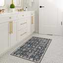 Lahome Kitchen Rugs Non Slip Washable Rugs for Entryway, 2x4 Rug Non-Slip Moroccan Trellis Ultra-Thin Indoor Door Mat Small Carpet for Bathroom Bedroom Entry Elise, Black/Multi