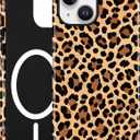 Magnetic Cheetah Phone Case for iPhone 15, Compatible with MagSafe, Cute Aesthetic Brown Leopard Print Soft TPU and Hard PC Shockproof Protective Phone Cover for Women Girls