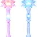 TOYANDONA 2pcs Light Up Snowflake Wands - Light Up Glow Princess Wands with Sound for Kids Girls Princess Birthday Party Cosplay Costume Accessories