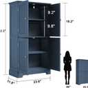 ChooChoo Bathroom Floor Cabinet, Modern Bathroom Storage Cabinet with 4 Doors and Adjustable Shelves, Freestanding Cupboard for Living Room, Blue