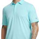 M MAELREG Golf Polo Shirts for Men Stripe Performance Moisture Wicking Dry Fit Collared Mens Polo Shirts Short Sleeve (Blue, XL)