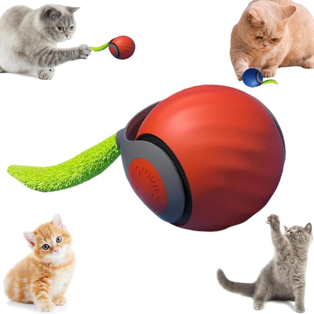 3 x Interactive Cat Toys for Indoor Cats & Dogs, 2025 Newly Upgraded Version Tail 3.0 Cat Toys, Smart Interactive Cat & Dog Toy Ball, Automatic Moving Ball Christmas Birthday Gift for Pets (Orange)