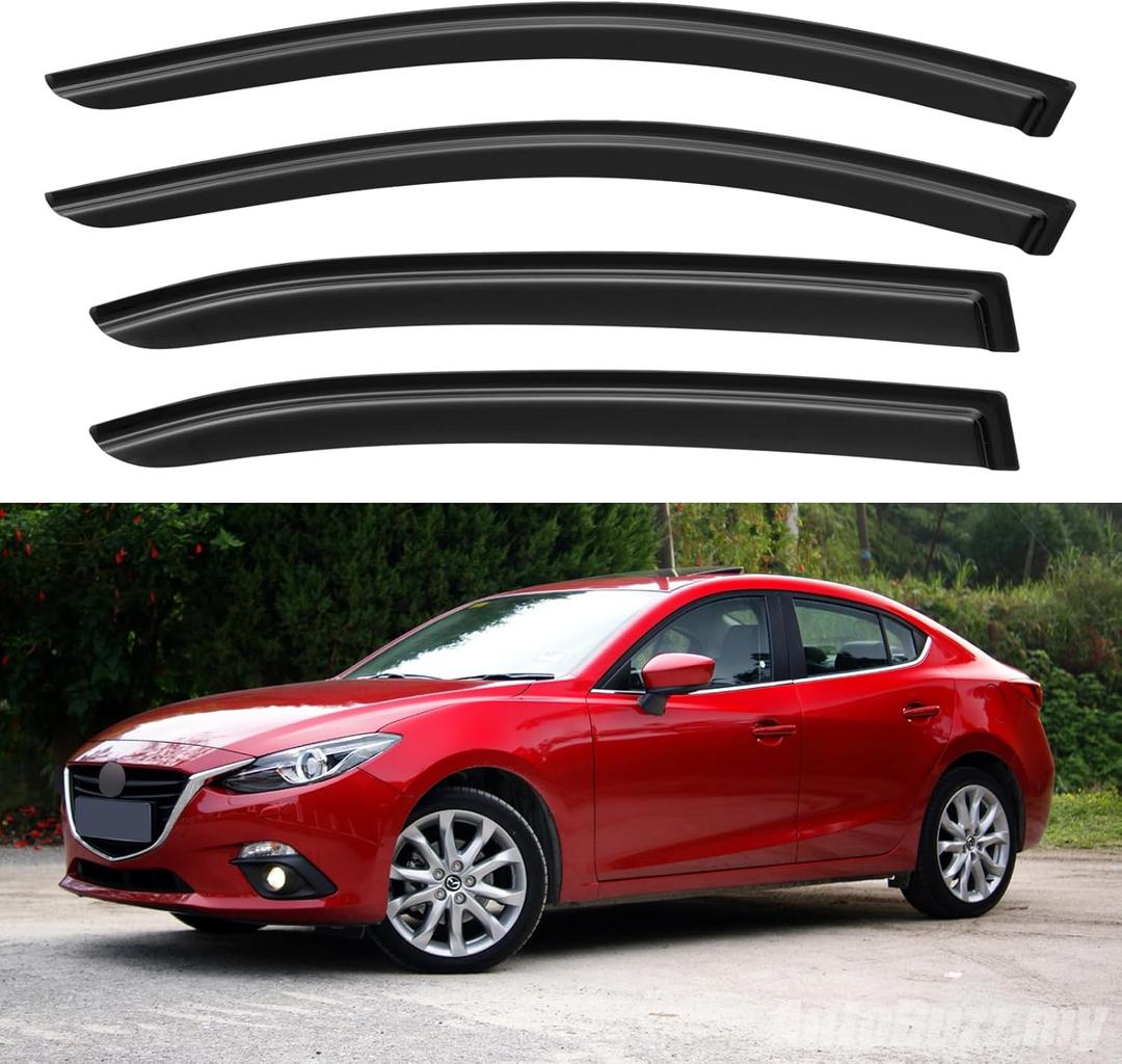 Window Visors Rain Guards for 2014-2018 Mazda 3 Sedan, Out-Channel Window Vent Wind Deflectors Visors Shades for 14-18 Mazda 3 Hatchback