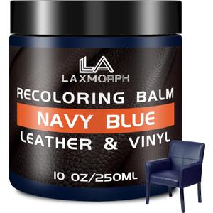 Leather Recoloring Balm Leather Color Restorer for Couches, Leather Dye Paint Leather Conditioner Leather Fade Scratch Repair for Car Seats Furniture Shoes Boots Purse Jacket (Navy Blue, Easy Kit), 10 OZ
