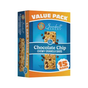 Sunbelt Bakery Chewy Chocolate Chip Granola Bars, 1.1 oz Bars, 15 Count (EXP 08/12/26)