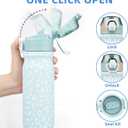 BJPKPK Insulated Water Bottle 18oz Stainless Steel Water Bottles with Straw and Carry Handle Double Wall Metal Thermal Flask,Light Blue Leopard