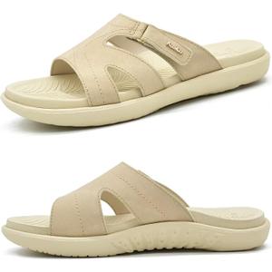 KuaiLu Womens Fashion Orthotic Slides Ladies Athletic Yoga Mat Memory Foam Walking Sandals Thick Cushion Recovery Summer Beach Slippers Comfortable Plantar Fasciitis Arch Support, Size: 10.5