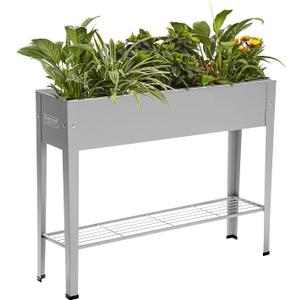 Raised Garden Bed, Garden Raised Planter Box with Legs, Galvanized Garden Planter for Herbs and Vegetables (40" Grey)