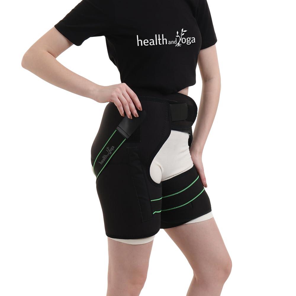 HealthAndYoga Extra Padded Hip Protection Belt-Pioneering Design Binder Support Brace to Reduce Falls, Hip Fracture, Injury-Rehab Aid for Post-Surgery Recovery-Free Size, Unisex (Both Sides)