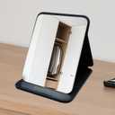 2 x gogofree Foldable Desktop Mirror, 8"  6" Adjustable Angle Makeup Mirror with Stand, Black Small Mirror for Travel Camping and Home (Black)