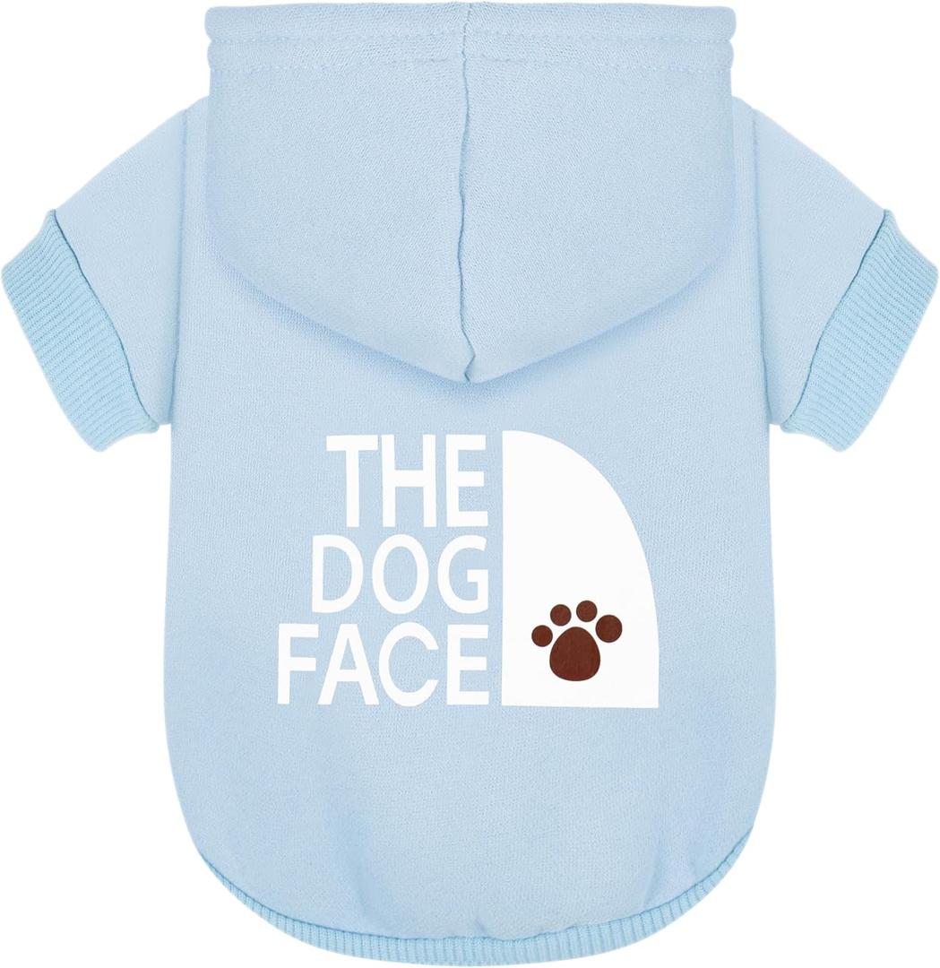 Paiaite Light Blue Chihuahua Dog Hoodie: Keep Your Pup Warm and Stylish with a 'The Dog Face' Printed Sweatshirt Pet Clothes, and Sweater Coat All in One Perfect for Winter and Cool Summer Nights! M (M-(5~11lb) | Chest(~17.7"))