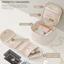 Travel Jewelry Case, 2-In-1 Small Jewelry Organizer Travel Jewelry Storage with Foldable Jewelry Roll for Earrings Rings Makeup, Travel Essentials Gifts for Women Girl,Cream White