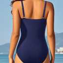 Aqua Eve One Piece Bathing Suit for Women Tummy Control Swimsuit Slimming Vintage Swimwear (Blue, S)