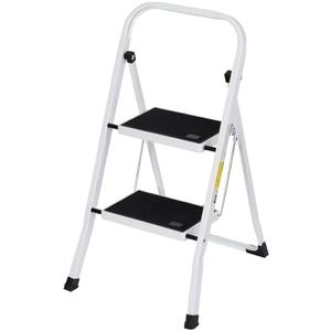 ZENY 2 Step Ladder Folding Step Stool with Wide Anti-Slip Pedal, Convenient Handgrip, Portable Steel Step Stool, Sturdy Steel Ladder for Household and Office