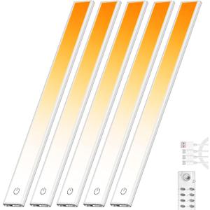 204 LED Under Cabinet Lights Wireless with Full Lighting,Rechargeable Closet Lights with Remote and Motion Sensor Indoor,Under Counter Light with CCT and Dimmable for Kitchen,Stair(5 Pack,23.6inch), 60cm-5 Pack