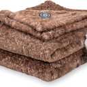 Berkshire Blanket Heated Throw Blanket, Grace Fur to Loftmink Reversible Electric Throw with 4 Heat Levels, Fast Heating Printed Throw for Couch and Bed, Auto Shut-Off Feature (50"x60")
