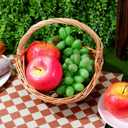 POPETPOP Wicker Picnic Basket with Handle, Empty Organiser to Fill Picnic Hamper Wedding Flower Girl Baskets for Garden, 8.66x7.07x7.87 Inches