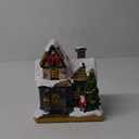 Beaupretty Christmas Village House Resin LED Light House Winter Snow Building with Santa Claus Decoration for Desktop Ornament (Assorted Color 1)